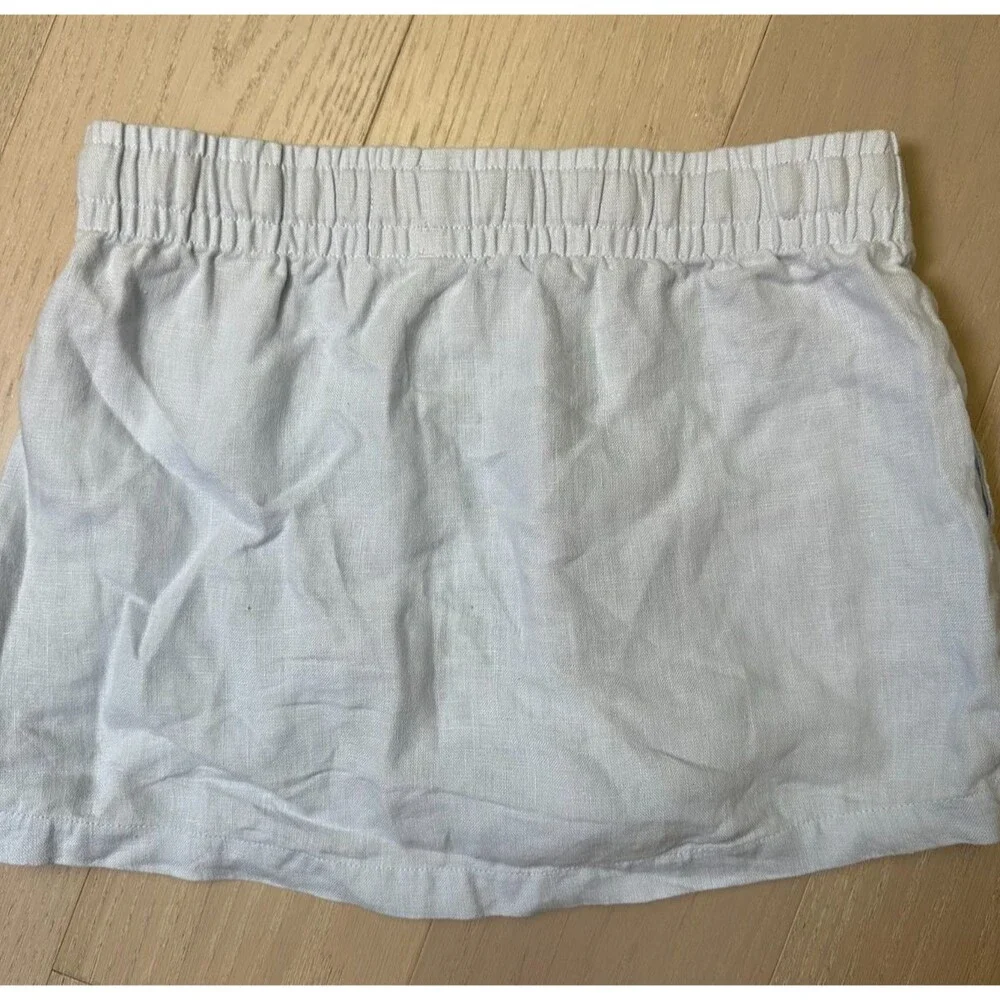 Venroy Linen Mini Skirt Sporty Minimalist 90s Chic Euro Summer Baby Blue XS